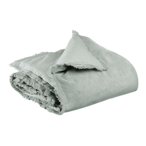 Edredon bout de lit uni velours de coton/coton Fara Titane 85x200, Vivaraise