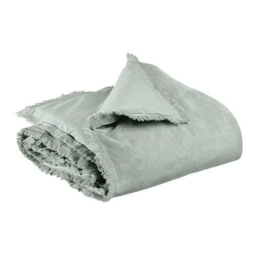 Edredon bout de lit uni velours de coton/coton Fara Titane 85x200, Vivaraise