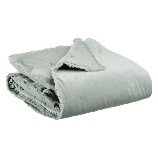 Edredon bout de lit uni velours de coton/coton...