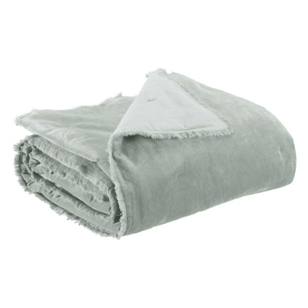 Edredon bout de lit uni velours de coton/coton...