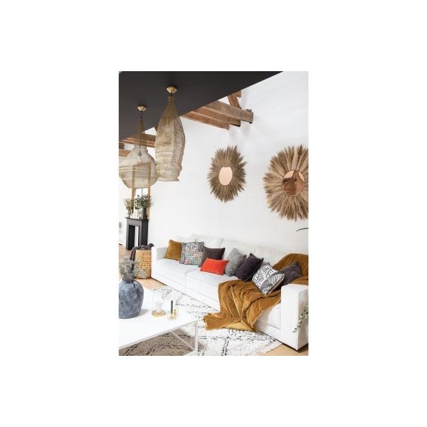 Edredon bout de lit uni velours de coton/coton...