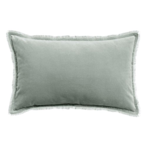 Coussin uni velours de coton/coton Fara Titane 40x65, Vivaraise