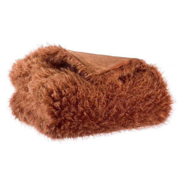 Coussin fausse fourrure Betani Rouille 40x65,...
