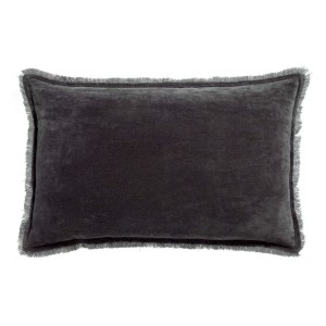 Coussin uni velours de coton/coton Fara Ombre 40x65, Vivaraise