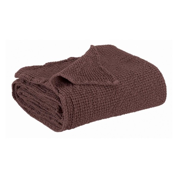 Plaid coton stonewashed Maïa recyclé Ebéne, Vivaraise