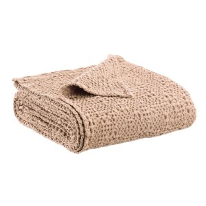 Jeté de lit coton stonewashed Tana Muscade, Vivaraise