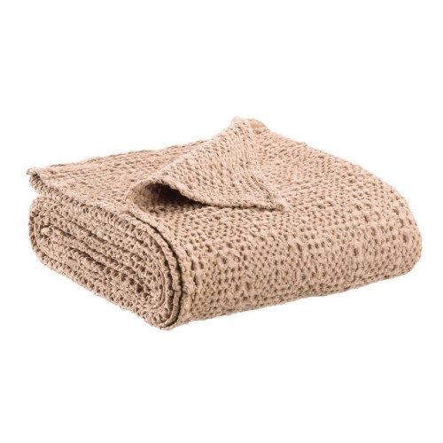 Jeté de lit coton stonewashed Tana Muscade, Vivaraise