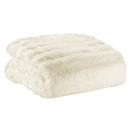 Maxi plaid fausse fourrure Astrid Neige, Vivaraise
