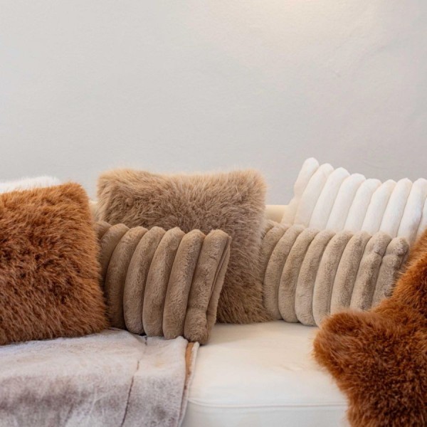 Plaid fausse fourrure Astrid Naturel, Vivaraise