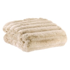 Maxi plaid fausse fourrure Astrid Naturel, Vivaraise