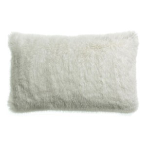 Coussin recyclé fausse fourrure Nolan Neige 40x65, Vivaraise