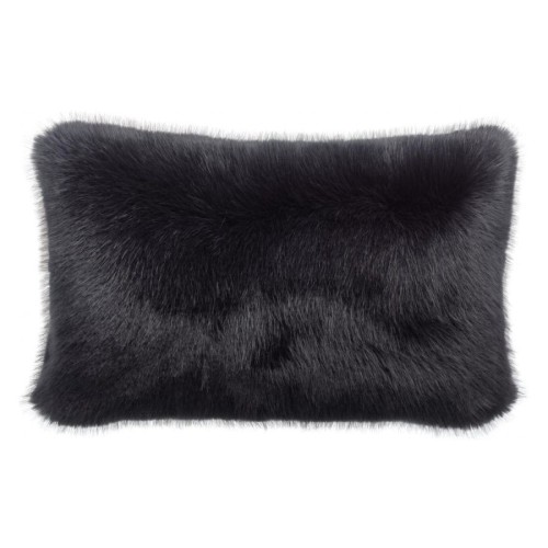Coussin recyclé fausse fourrure Nolan Caviar 40x65, Vivaraise
