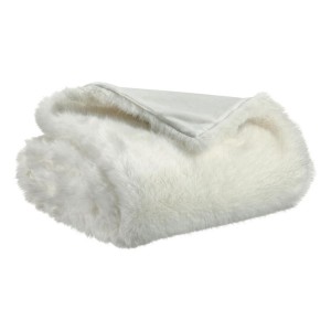 Edredon, bout de lit recyclé fausse fourrure Nolan Neige, Vivaraise