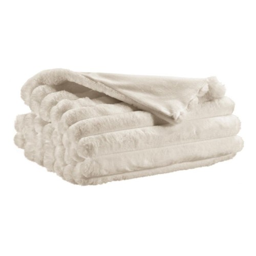 Jeté de lit fausse fourrure Alice Neige, Vivaraise