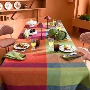 Nappe, jacquard, coton, haut de gamme, qualite, campagne, orange, vert 2