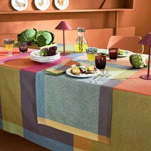 Chemin de table coton jacquard Mille Baies Shetland, Garnier-Thiébaut