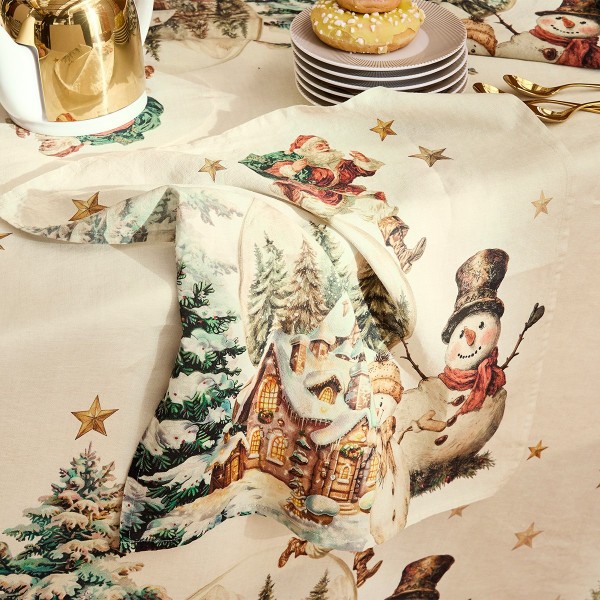 Nappe imprimé métis lin et coton lavé Bonhommes...