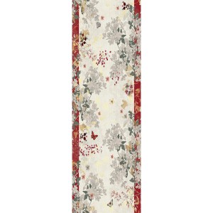 Chemin de table métis lin/coton lavé Vintage flowers Cranberry, Garnier-Thiébaut 2