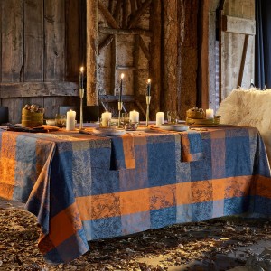 Nappe enduite sur mesure Mille Branchages Crépuscule, laize 180cm, Garnier-Thiébaut