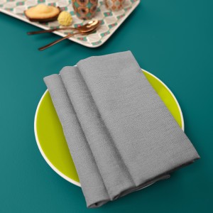 Serviettes de table jacquard coton uni Bastide Gris, Garnier-Thiébaut (par 4)