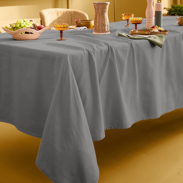 Serviettes de table coton uni Bastide Gris,...