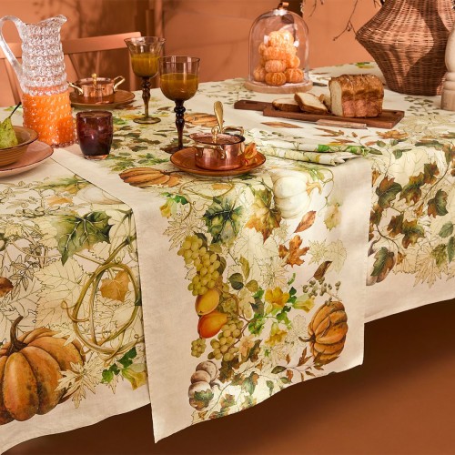 Chemin de table imprimé métis lin/coton Délices d'automne Potiron, Garnier-Thiébaut
