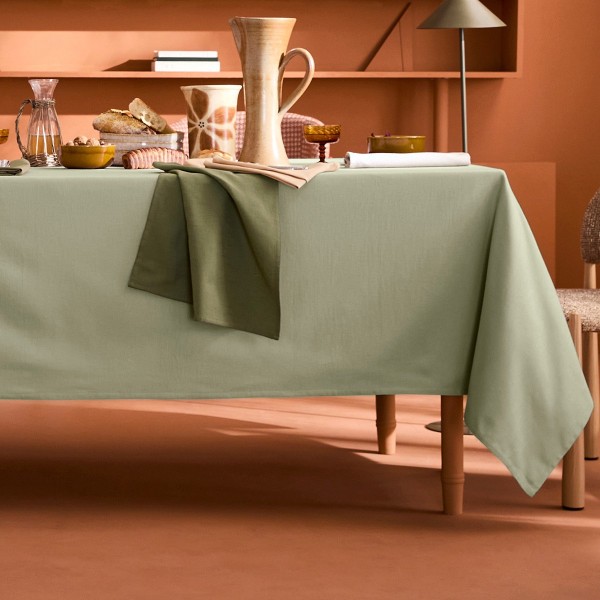 Nappe sur mesure coton uni Bastide Verde laize 180cm, Garnier-Thiébaut