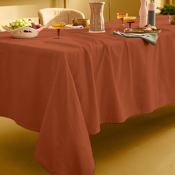 Nappe sur mesure coton uni Bastide Sienne laize...