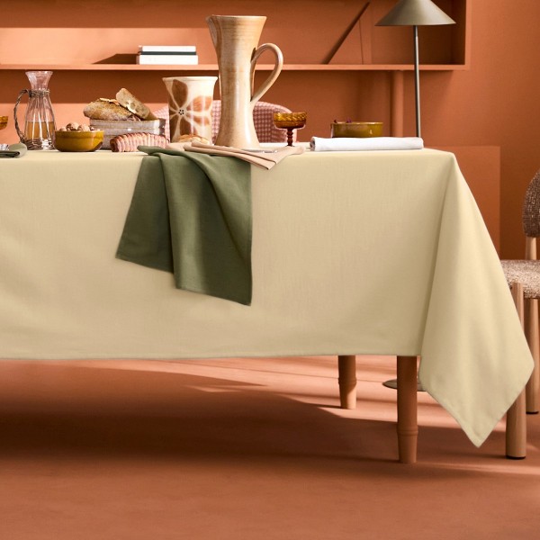 Nappe sur mesure coton uni Bastide Or pale laize 180cm, Garnier-Thiébaut