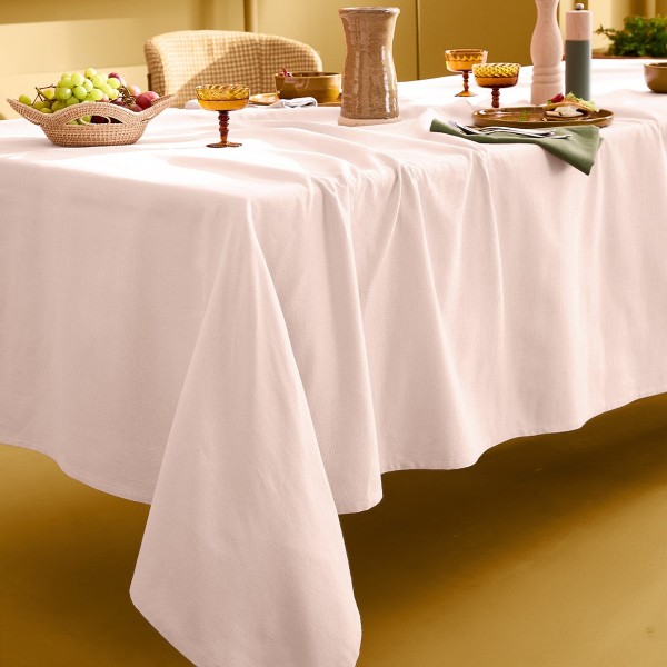 Nappe sur mesure coton uni Bastide Rose poudre laize 180cm, Garnier-Thiébaut