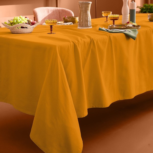 Nappe sur mesure coton uni Bastide Ocre laize...