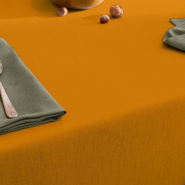 Nappe sur mesure coton uni Bastide Ocre laize...