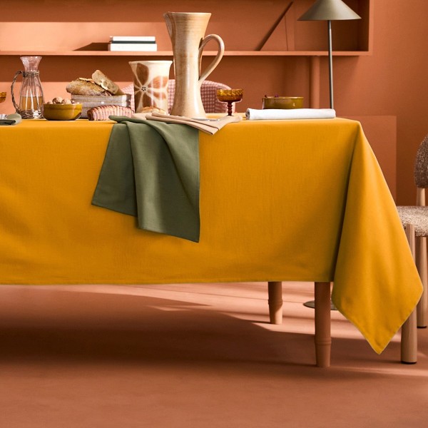 Nappe sur mesure coton uni Bastide Ocre laize...