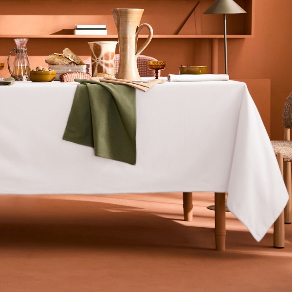 Nappe sur mesure coton uni Bastide Neige laize...