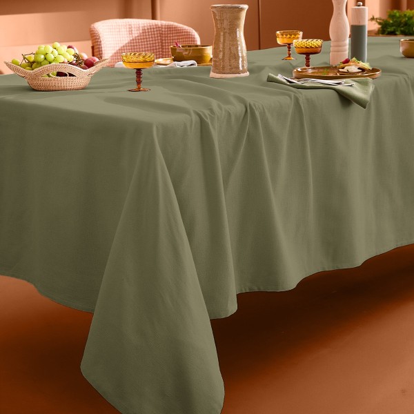 Nappe sur mesure coton uni Bastide Kaki laize...