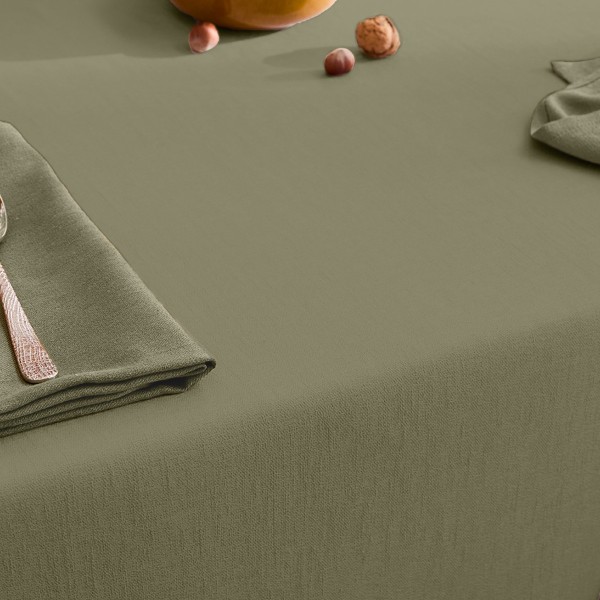 Nappe sur mesure coton uni Bastide Kaki laize...