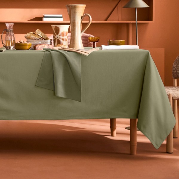 Nappe sur mesure coton uni Bastide Kaki laize...
