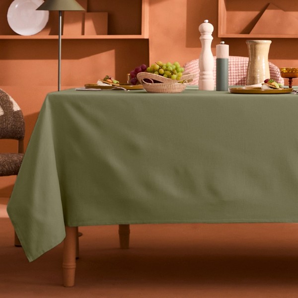Nappe sur mesure coton uni Bastide Kaki laize 180cm, Garnier-Thiébaut