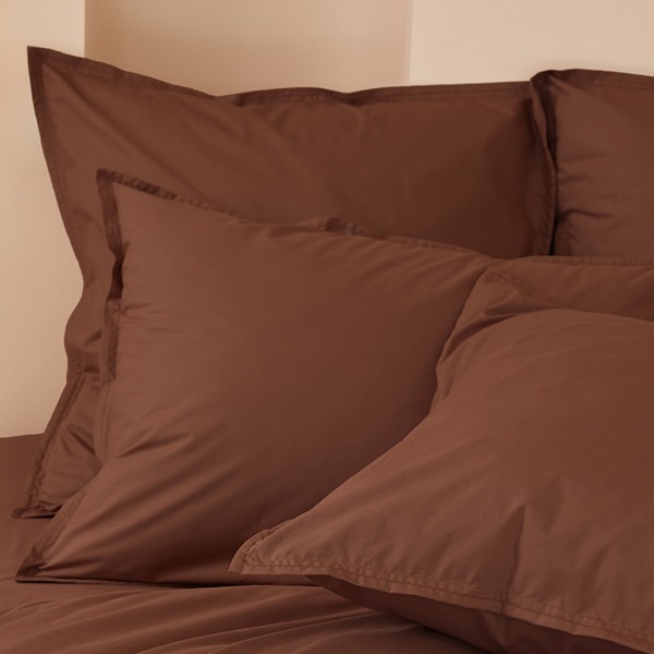 Parure de lit unie en percale de coton 80...