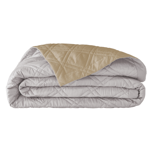 Couvre lit matelassé bicolore réversible satin de coton Bio Merveille Désert/Lune 260x240, Alexandre Turpault