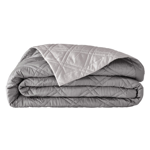 Couvre lit matelassé bicolore réversible satin de coton Bio Merveille Météore/Argent 260x240, Alexandre Turpault