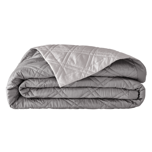 Couvre lit matelassé bicolore réversible satin de coton Bio Merveille Météore/Argent 260x240, Alexandre Turpault