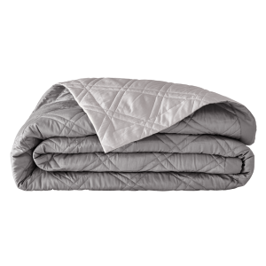 Couvre lit matelassé bicolore réversible satin de coton Bio Merveille Météore/Argent 260x240, Alexandre Turpault