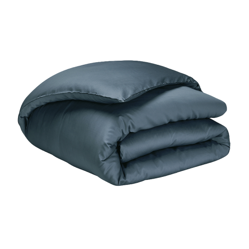 Alexandre Turpault - housse de couette unie en satin de coton Bio 120 fils/cm² Teophile Saphir