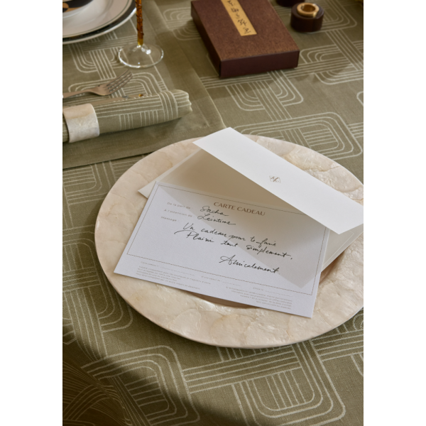 Nappe jacquard pur lin Hôtel particulier Buis,...