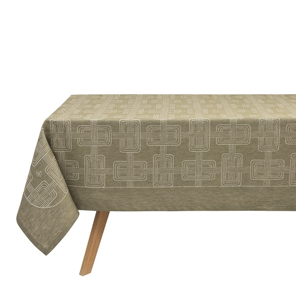 Nappe jacquard pur lin Hôtel particulier Buis,...
