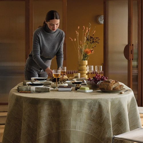 Nappe jacquard pur lin Hôtel particulier Buis, Le Jacquard Français