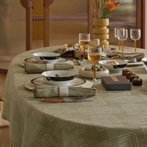 Petit Carré déco jacquard pur lin Hôtel particulier Buis, Le Jacquard Français 2