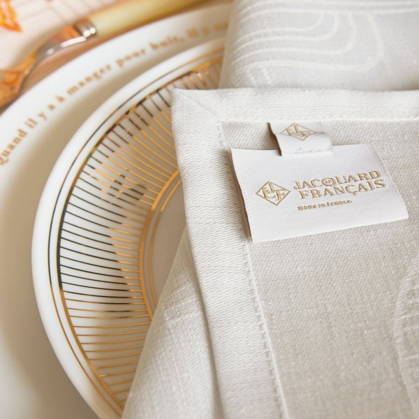 Petit Carré déco jacquard pur lin Hôtel...