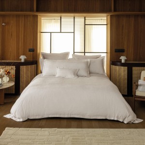 Le Jacquard Français - Parure de lit jacquard Coton, Lin 120 fils/cm² Hôtel particulier Stuc